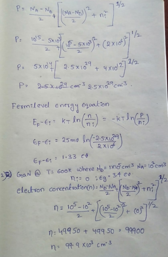 /2 P: NA-ND (NA-ND) + 2 2 10 S Sxio5-5X10 P- 2 2 2 1/2 2 P SX10 29 + 4X10 2.5X10 P - Q 5X489 29 25X10 cm CM Fermilevel energy