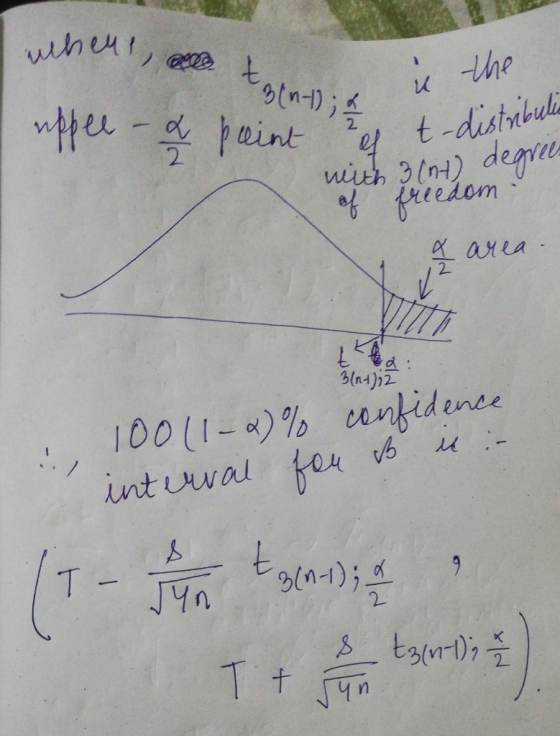 uhe t-distnbul uieh 3(n1) deg ofreedom whe- peint 2. area 2 3(a-1)2 10011-4)% ankidenee int uwal fe T . JYn9a-1) tsu 2 2