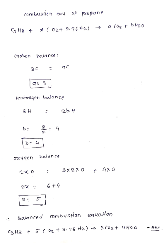 combustion ey of Poupone Caobon bala nce Hydrogen balance oxyqen balance equaHon : Balanced combysHon