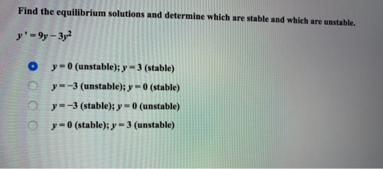 Find the equilibrium solutions and determine which are stable and which are unstable. 0 0 (unstable); y-3 (stable) y y-3 (uns