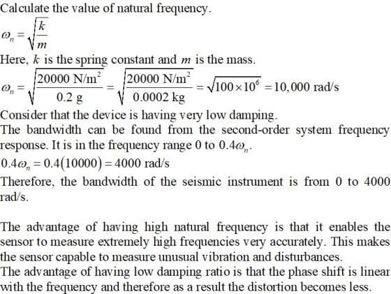 Cal culate the value of natural frequency k Here, k is the spring constant and m is the mass 20000 N/m -100 x 10° = 10,000 ra
