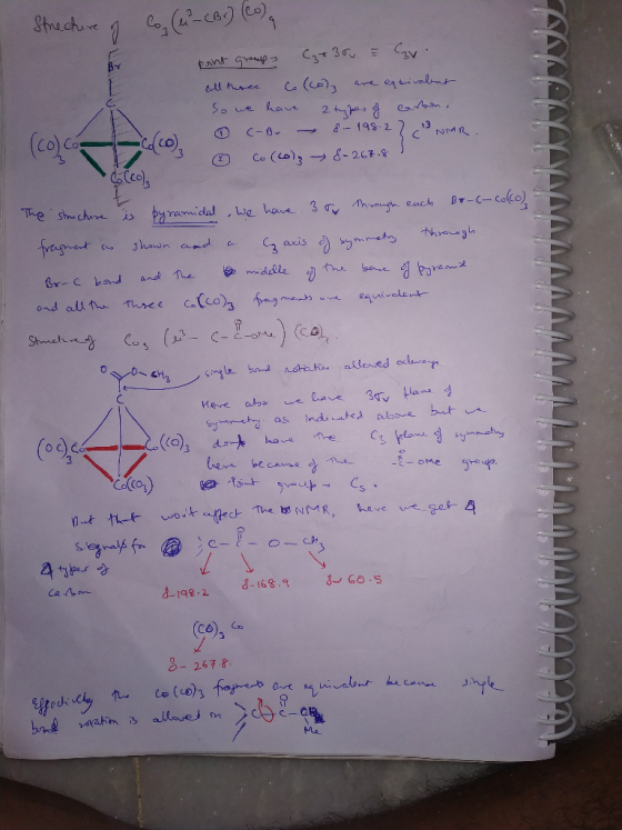 Streche CA30M tnnt aoup . () 2a l れ 4 S0we hau (cole LSI98-2 13 C-B NMR Co(co)st- 267. The shuchur py ramidal we haue 3 Throu