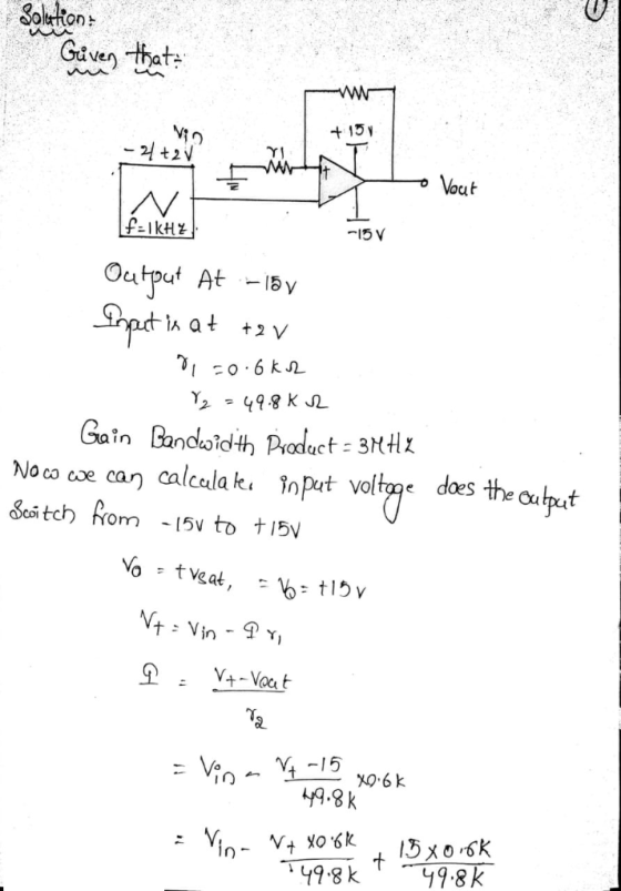 oletton Gaven that 15 cl 15 V Output At l5 v Gain Bandeolt Pct 3Hz No co coe car) calcalak. nPut voltge does the utput -15