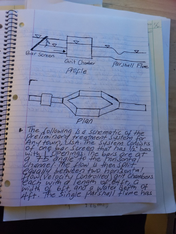 Bar Screen Grit Chambe ParShall Flume Pofle Plan The followinga scrematic of eliminary treatment svuten ArIY town, USA . The