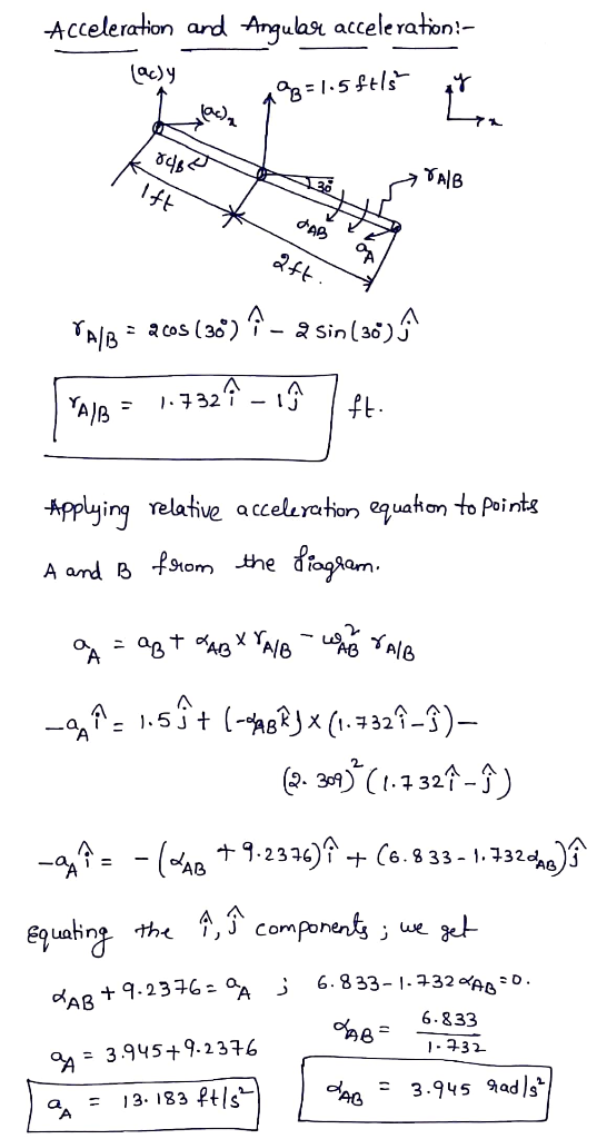 Acceleraton ard Angulast accele raton! ac) y loe) lB Applyi ing relative accelrato uafkan to Pointg and B f9tom the an 6 (6.8