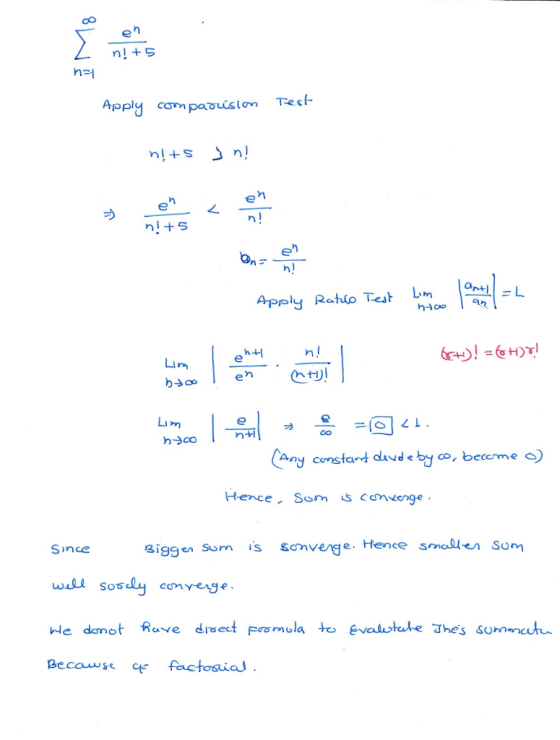Apply compavuistom Tech LIn り I en セリ Li n+l Hence Sam is cenge aiggen Sum is Scmvege. Hence smale Som Since