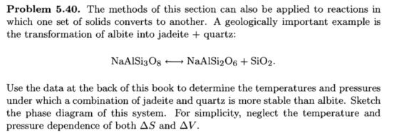Problem 5.40. The methods of this section can also be applied to reactions in which one set of solids converts to another. A