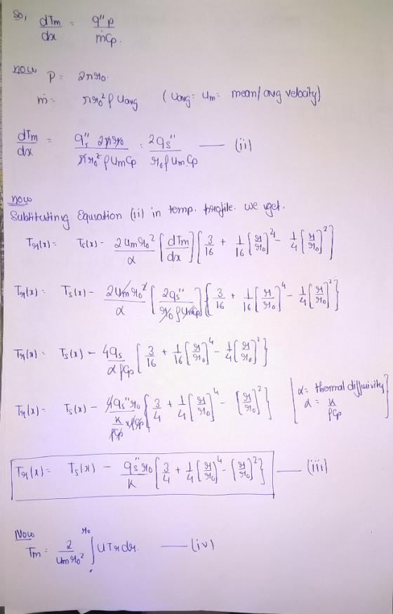 So d Tm do 9 p mp now P = QnSto (CoU mean/oNg veboity) dTm da 29s nous we Subhtating quation (i) in temp. tile 24 dTm 3 + QU