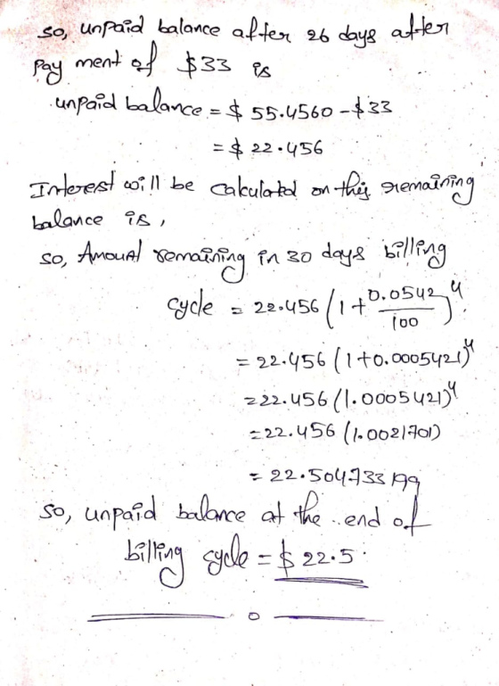 fd kalance a 26 daya te-$ 55.4560-433 22-956 는 22.956 ( 1 to,oo542/ 乙22.456/1. o00 541) So, unpai Б 22.5
