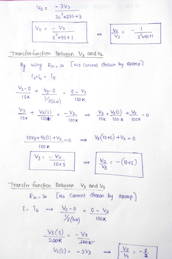 3V2 35 +23s +3 Vo 0 Transferfunchon Between Va and V2 Bu using RinNo Curent dyauon by opompJ aty- 100 K 10 ooK 0K 10匕IOD K 10