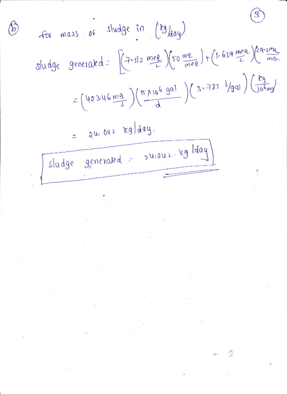 -tr mass of sludge i /g meh 292 mee kg/day au, bu 2 sludge generakkg da