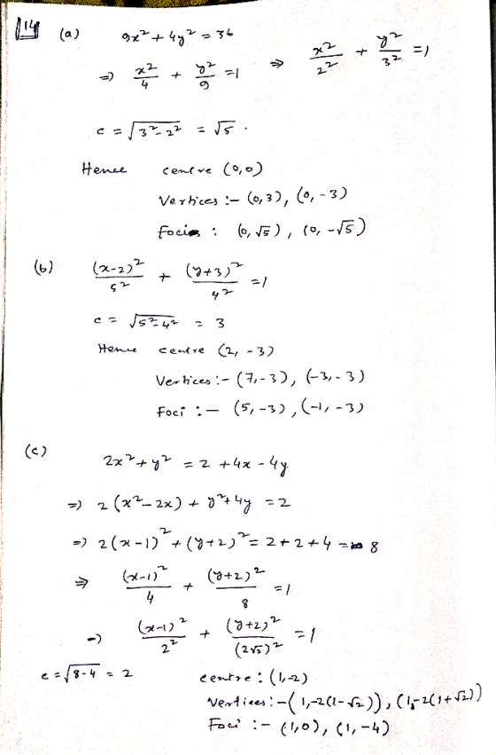(a) се Hense Сentve (о,3), (е, -3) Ve rhces- (о, F), (о, -5) focie: x-22 (b) (+3 с са Нene centre 2, - 32 (,- 3, 3,-3) (5, -ъ