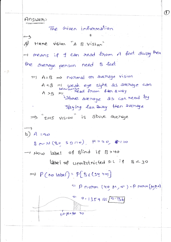 The Given info m ation Hene visionA B ViSion means if car eed om A feet &way ten the aveage 乜-feet A <B ) weak eye sight as a