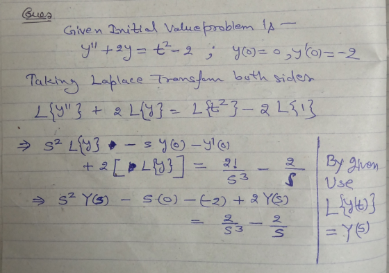 Buas Give n 2nittl Valueproblem A y +a4= t2 y)0Co2 re ansfenn bath sioler Thaleny Laplace T 2L3-13- Li By hen +2LL S3 Use S0)