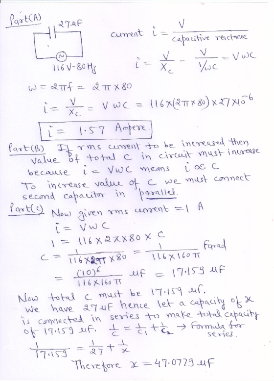 art(A) 16 V-go Vaue f tot C in circuit us inurease To increase vale ot C we must camnect No c must be IS9 uf. wle have aTuf h