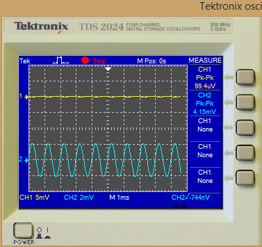 Tektronix osci Tektronix TDS 2024 BNITA STORELIE OSCILOSCOPE 8 45 FOUR CHANNEL 200 MHz MEASURE CH1 Pk-Pk 99.4uV CH2 Pk-Pk 4.1