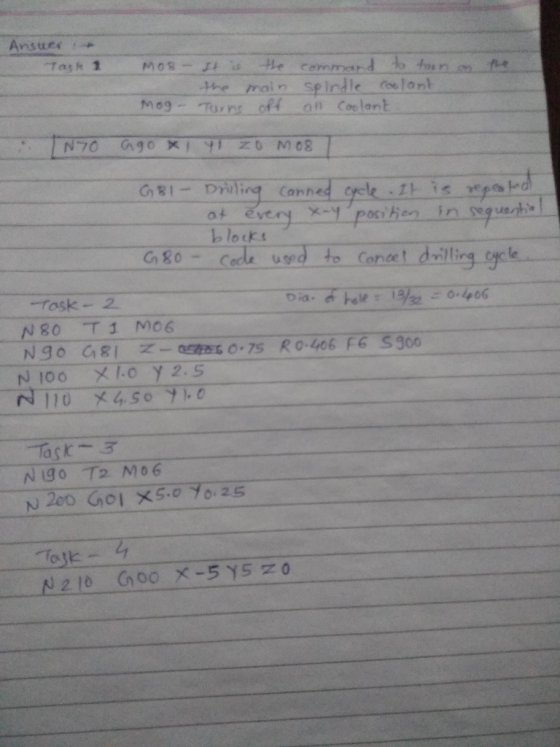 Ansuee てざrrrry the main spindle olant mes-Turns on on Coe lant ot eve b locks Conte dili 110 メ4.50 y).。 Task 3 N2eo Gol 5.0ヲ0