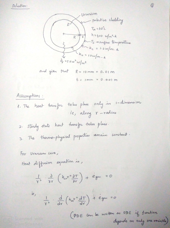 So Lubon urarium Ts →sunfare temprature and given that R-10mm=0, olm Assumphbns ● The heat handhu, taka place onlajin l-dime