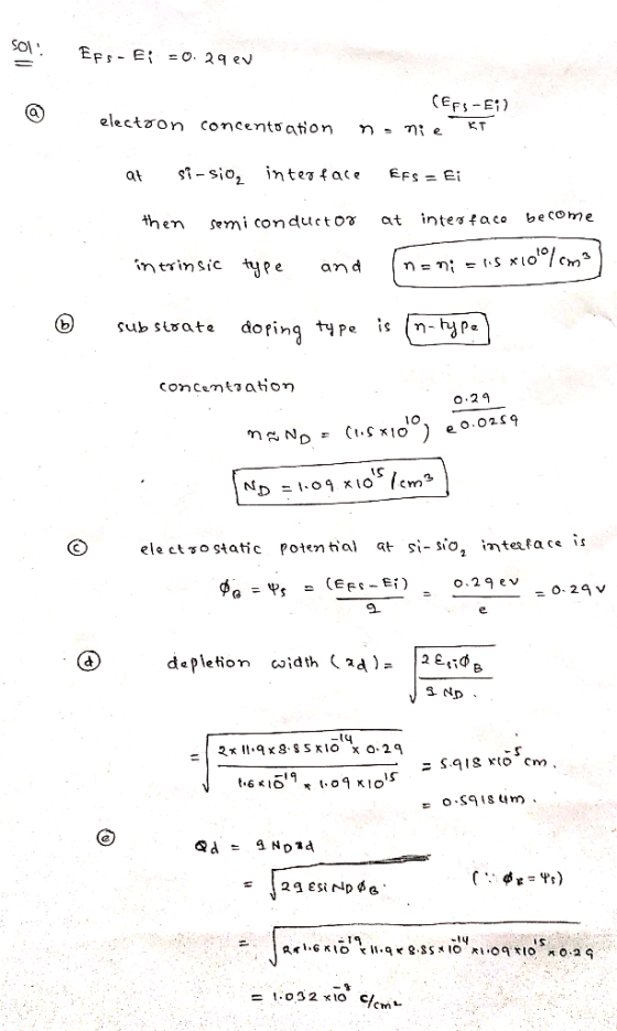 EF Ei -T ④ electro n concentration מ끼 e at intes faco becohe then i conduct○γ to Pe an d 0.29 1 O ele ct so static Potenthal