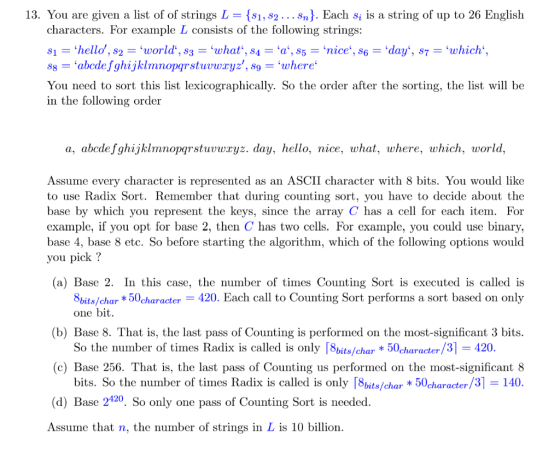{s1, 82... Sn}. Each s; is a string of up to 26 English 13. You are given a list of of strings L = characters. For example L