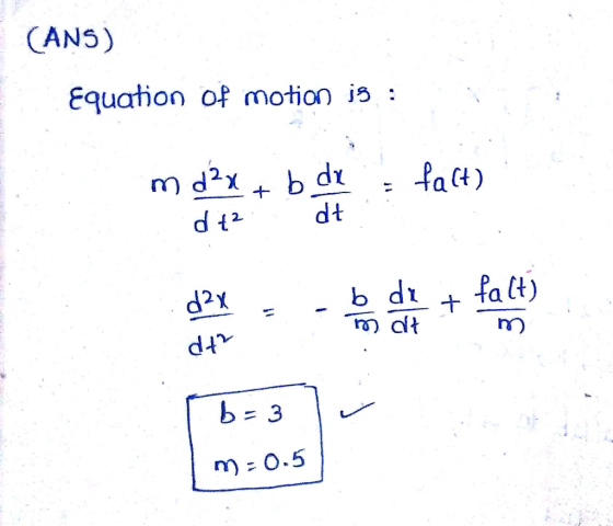CANS) Equathon of motion dt d? b di +falt) 2. m 0.5
