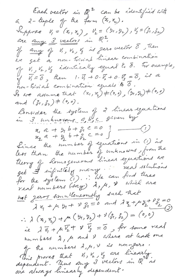 Eaeh vecly 2 Can be 2- Gny3 velos wi R2 ny v, ,i set a V,dentacay eual l 5. oaple are pero wecliv &en nm- rinal ines embinnto