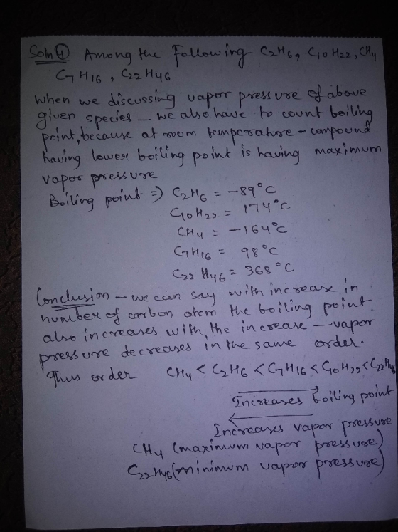 ComAmong e CH16 C22 H4c When we diccussing vaper prest ure fabove aluen species Point because at hauing lower beilng peint is