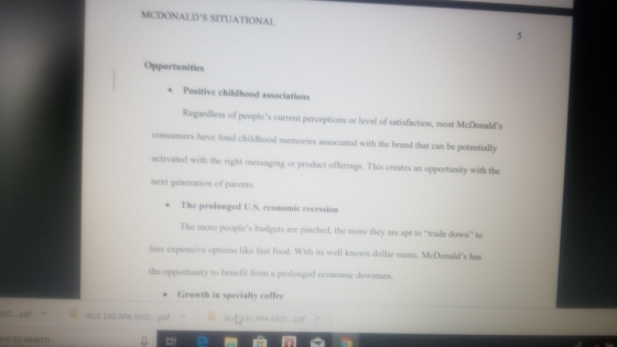 MCDONALDS SITUATIONAL Opportunities Positive childhood associations Regardless of peoples current perceptions or level of s