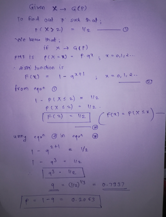 Given X→ GCP) To ind oa P suck that e lcoous thot 2 + 93 = 1,2 (a)s Cl/2)V3 0.7937 = 1-9 0.20 63