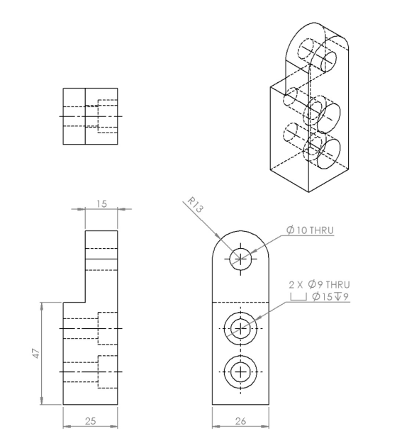 UP 010 THRU 2 x φ9 THRU 寸 25 26
