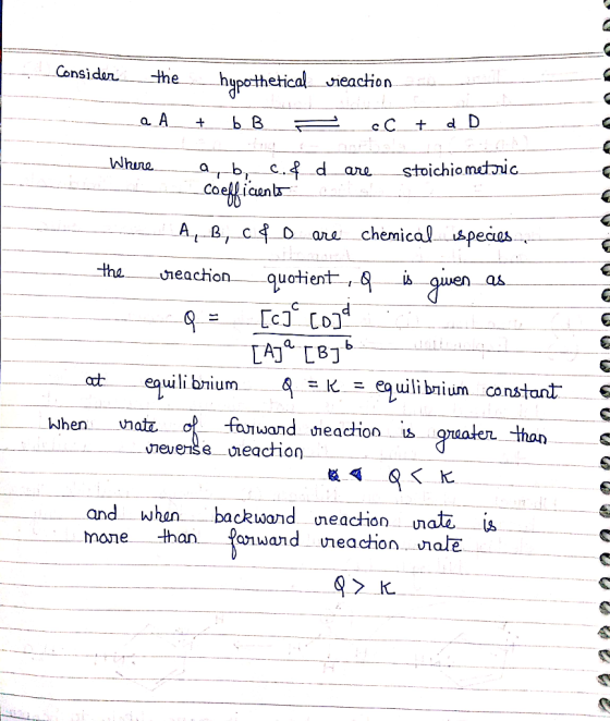 Consider hyperthetical the vieaction d D a A stoichiometnic Whune a C. ane coia icenb chemicalspeces C gien the Uneaction quo