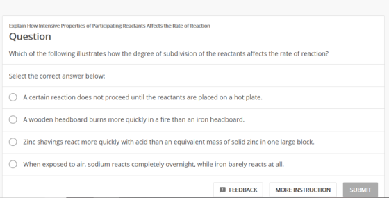 Explain How Intensive Properties of Participating Reactants Affects the Rate of Reaction Question Which of the following illu