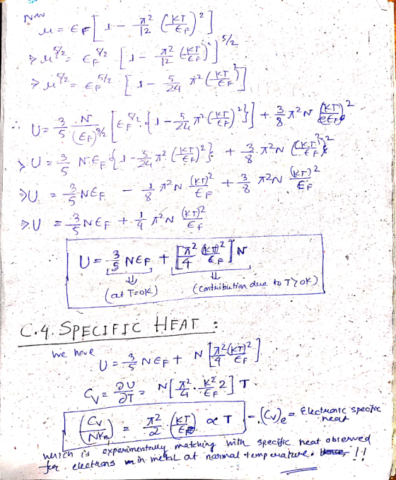 2 2. KT 1 _ M = Ep T2 2 2 5 EP 24 72. ZL + EF 1 1N N =NEF N P U-NEF Conthibictian dua to Tok (at Feok) C.4.SPECIFIC HEAT he