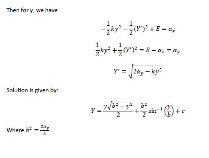 Then for y, we have 2 ky® + (Y)--e-α,-@y 2 Solution is given by: Sin 2 Where b