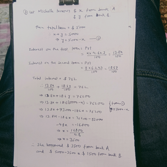 Let Michelle borru $ f ben A fro auk theu totalloan o Interest on h irst an PYt 13.&X 그 Xx 4.6x그 Iuterest n te Second an Prt
