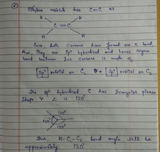 Since edth Carbons haveto med one 7「 bond and hence ween 0 Carlgos is moe Р-hybridised Chas ianselad planar Z is 120 120 120
