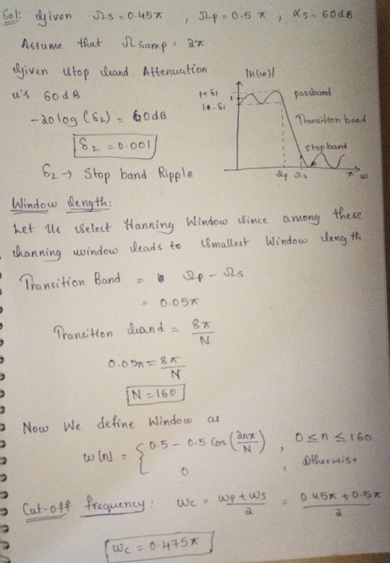 Assume that J2 samp: at djiven utopluand Attenuation IH(w)/ Thansdlten band 2- 0.001 stop band → Stop band Ripple lindow Qeng