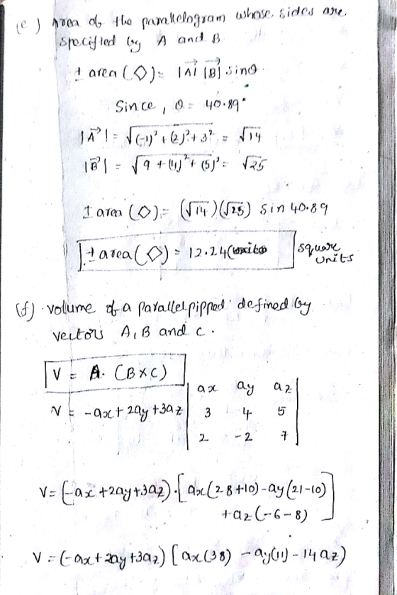 Sin ce , O : yo .89 . Units (5) Volume ά afalallel.rirnd definod (iy veutou A,B and c ay Ca 2 Q o 2. «Edz tay t34) tax(35+10)