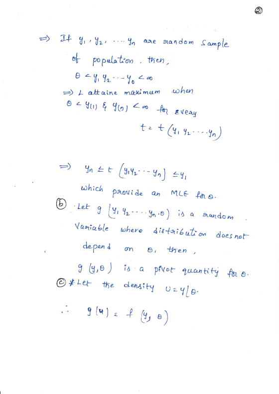 aae andom Sample 1 then po pula ton which Daovide an MLE Pa s Naniable where dis taibut on does not 9 ,e) a prvot quanti