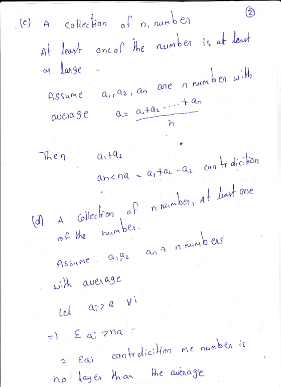 (c) Colleclion A of, n, num b en 2. onc oF he numben is a lange Assume a,,92 an Cne n Then a+Az Contr d.crl.on an< na alta-