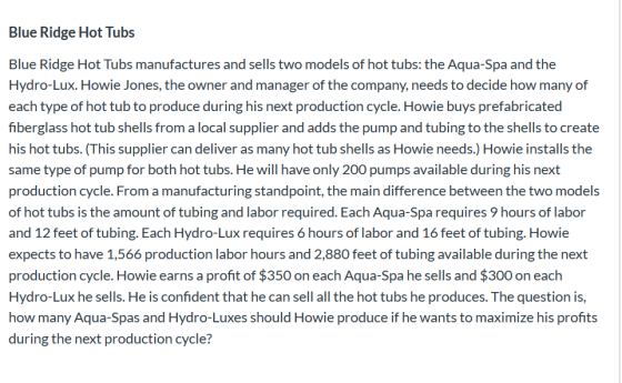 Blue Ridge Hot Tubs Blue Ridge Hot Tubs manufactures and sells two models of hot tubs: the Aqua-Spa and the Hydro-Lux. Howie