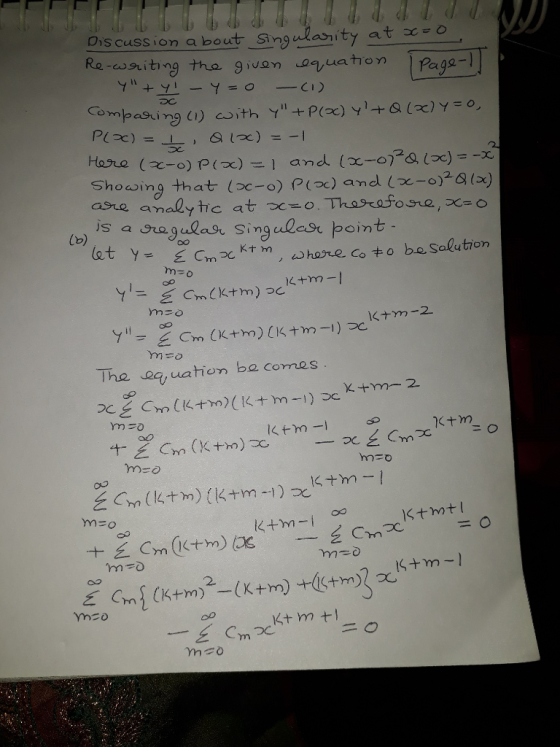 Ois cussion a bout Singlasnity Paga- つC Co Showing that (DC-o) P(X) and (e-o)2Q(x) Cb) The auation ba comes ktm-1 甲 ao 2. co