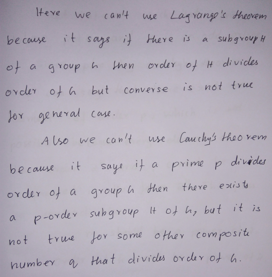 Iteve we canlt we Lasvangs OYdEY Oth but Convey se is not tyue A so we cant use Cau chus hao vem be caue it Say i a prime p