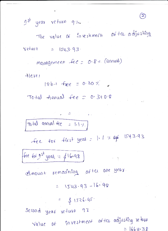 The value of adjushing management -ke 0.8ツ (annual) 二 1543-93-16.99 Second year velui, ףL value of investment aftei adjumgek