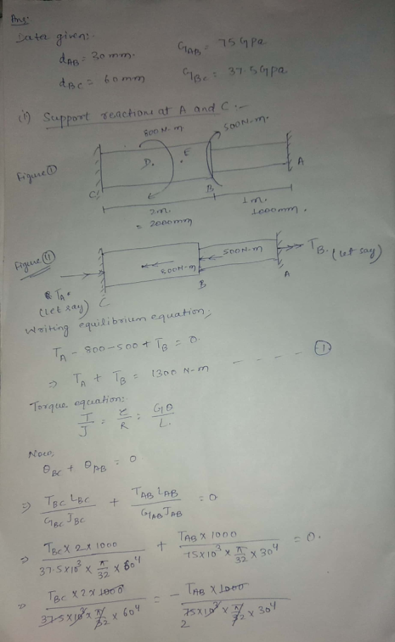 Data given é) support teachon.af-A.and. C.← 2, Leoomm tie ) waǐ tung equilibri um eq uation Torque. eqcenhion: R. Noco The x