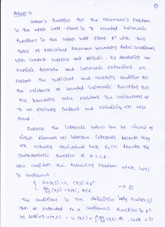 oreens function too te Neumanns Probem akf-fAand. Ast bounded has. monic funcions in e upor hale Plane. e i tgees ot fyes c