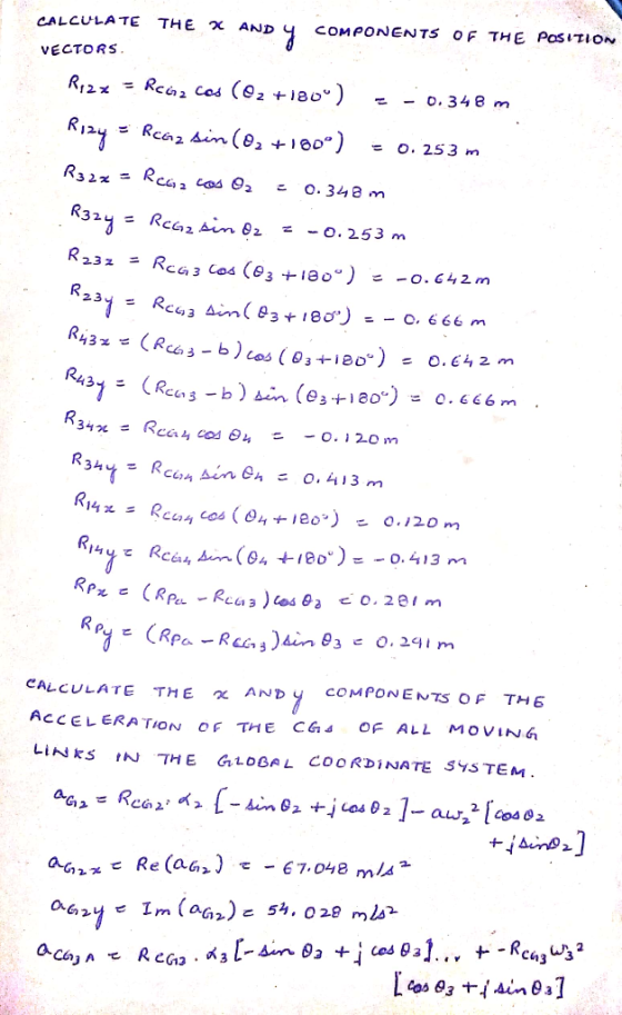 COMPONENTS OF THE POSITiON THE AND CALCULATE VECTORS RCa2 Cos (02 +180*) R12x O. 348 m Riy RCa2 in (02 180 O. 253 m O. 348 m