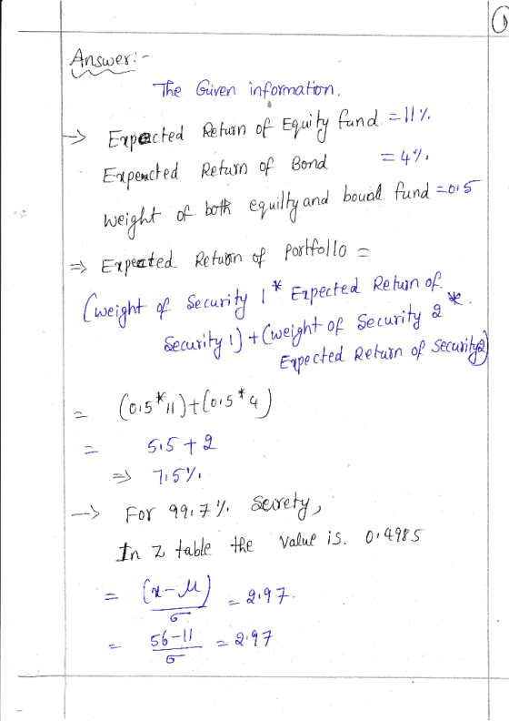 Answer The Given infomaton Expected Rehan of Eguity Rnd-11 Eupouched Retuin of Bond 49. weight of hof equilty and bouak fund