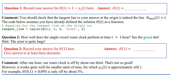 Question 1: Record your answer for H(t) 1-y,(t) here. Answer: H(t) Comment: You should check that the tangent line to your an