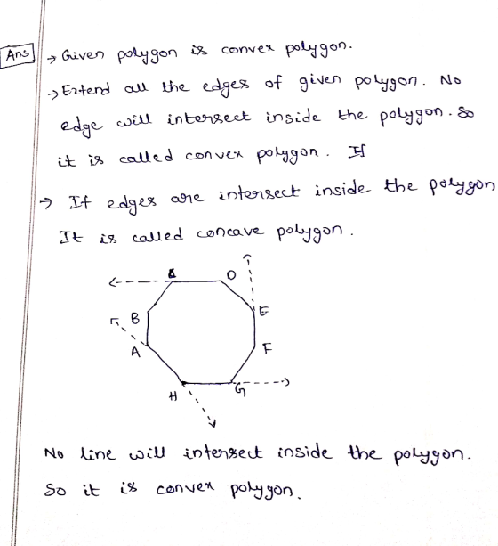 Ans」 |ぅGiven pol480 is convex polygon. Entenau the cgex of 9iven poyson. No coiu intonget inside the polygon . So it s caled
